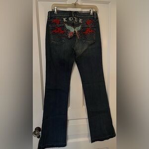 People For Peace Womens Embroidered Jeans